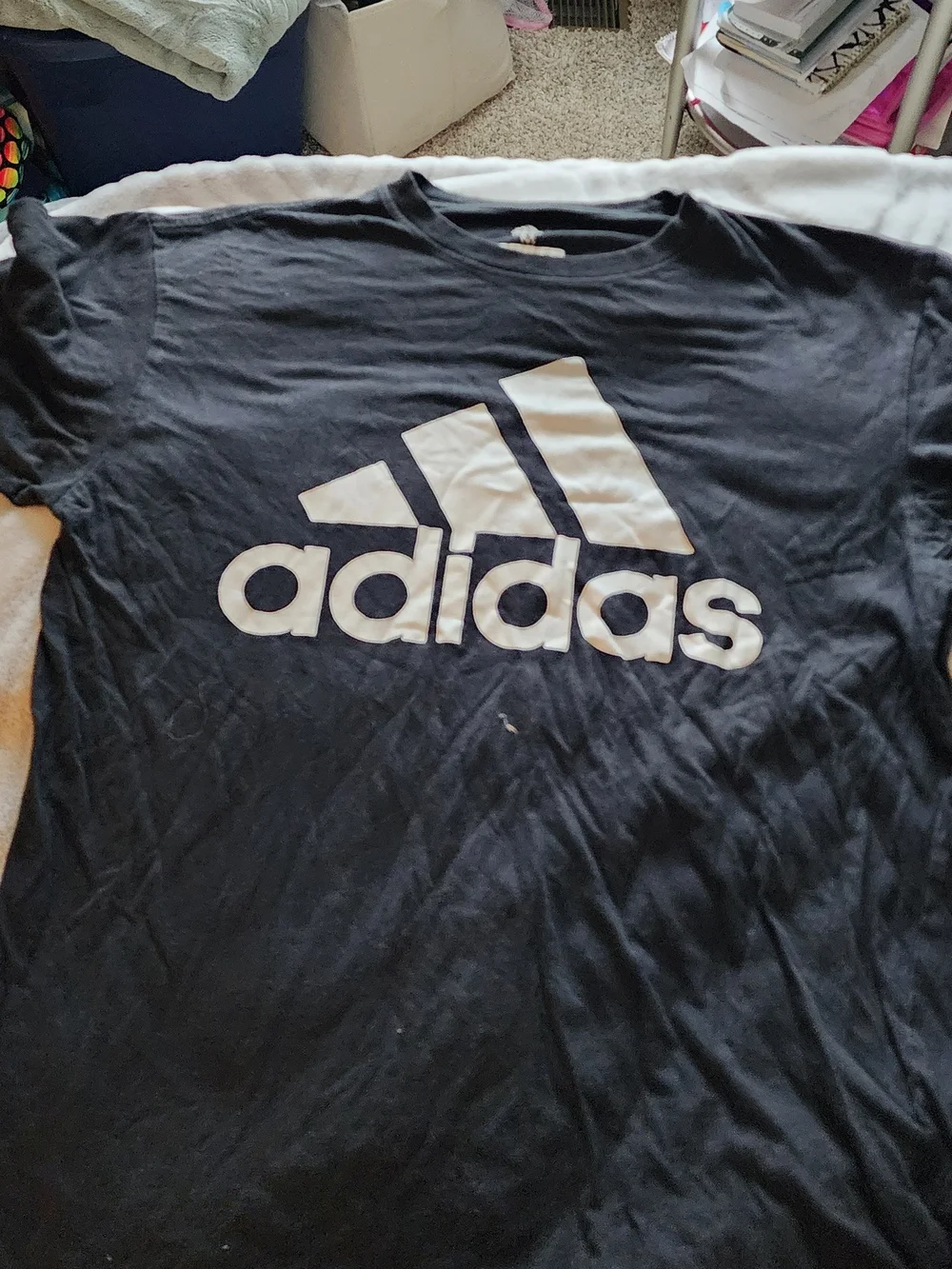 adidas Black Tee with White Trefoil Wordmark
